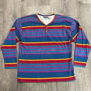 Vintage 90’s Simply Basic Multicolor Henley Cotton Shirt